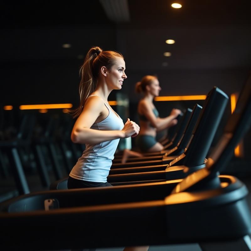 Members running on treadmills during a cardio session