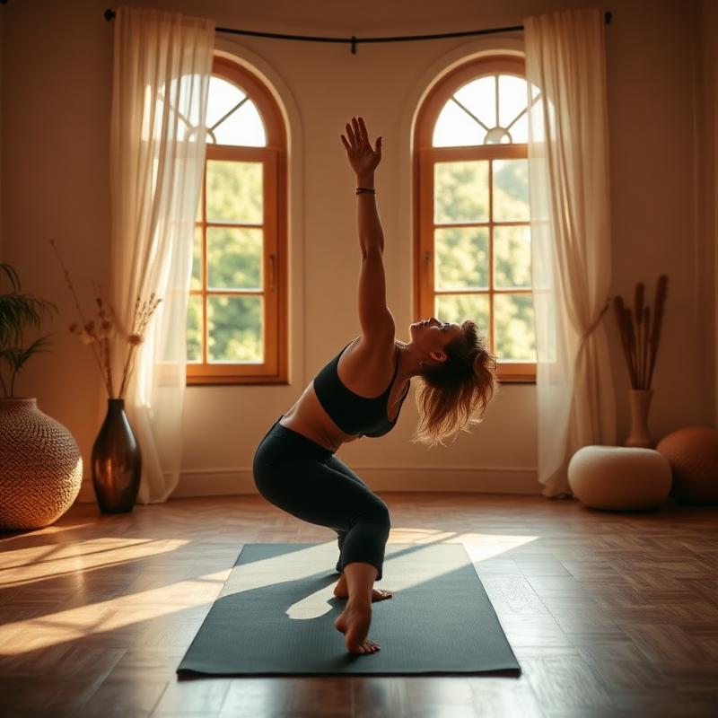Member stretching on a mat in the wellness room